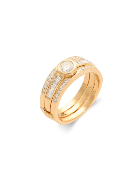 Anillo Oro Amarillo Y Diamantes