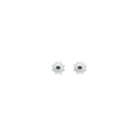 Pendientes Oro Blanco, Zafiro Y Diamantes. Género: Mujer. Material: Oro blanco. Piedras: Diamantes,Zafiros