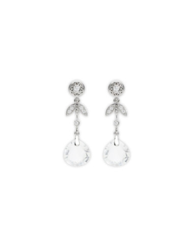 Pendientes Plata, Circonitas Y Cristal De Roca