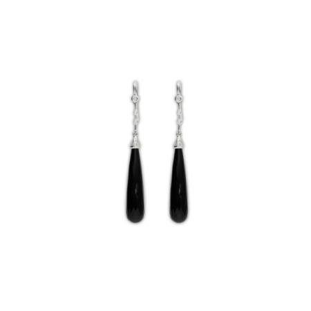 Pendientes Oro Blanco, Diamantes Y Ónix. Género: Mujer. Material: Oro blanco. Piedras: Diamantes,Onix