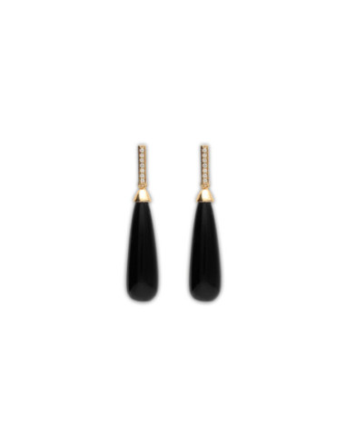 Pendientes Oro Amarillo, Diamantes Y Ónix