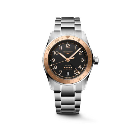 Reloj Longines Spirit Zulu Time 1925 L3.803.5.53.6. Género: Hombre. Material: Acero/Oro. Tamaño: De 39mm a 42mm. Correa: Acero. Color esfera: Negro. Estilo: Deportivo. Movimiento: Automático. Características técnicas: Calendario,Hora y segundero,Reserva de marcha
