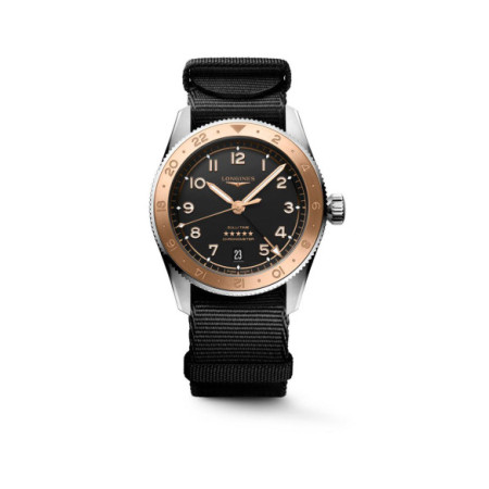 Reloj Longines Spirit Zulu Time 1925 L3.803.5.53.6. Género: Hombre. Material: Acero/Oro. Tamaño: De 39mm a 42mm. Correa: Acero. Color esfera: Negro. Estilo: Deportivo. Movimiento: Automático. Características técnicas: Calendario,Hora y segundero,Reserva de marcha
