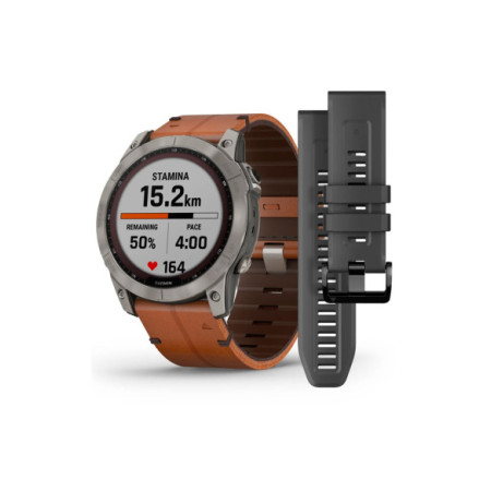 Reloj Garmin fēnix® 7X - Sapphire Solar Edition 010-02541-19. Género: Hombre. Material: Polímero reforzado,Titanio. Tamaño: Más de 46mm. Correa: Piel. Color esfera: Negro. Estilo: Deportivo,Tecnológico. Movimiento: Solar. Características técnicas: Multifunción
