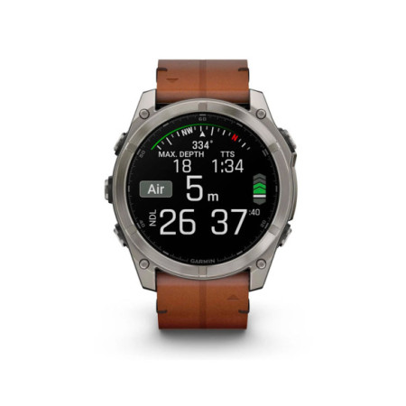 Reloj Garmin fēnix® 8 - 51 mm, Sapphire, AMOLED 010-02905-40. Género: Hombre. Material: Acero,Titanio. Tamaño: Más de 46mm. Correa: Piel. Color esfera: Negro. Estilo: Deportivo,Tecnológico. Movimiento: Cuarzo. Características técnicas: Multifunción