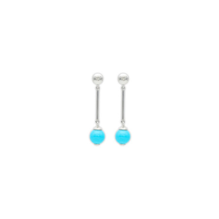 Pendientes Oro Blanco, Diamante Y Turquesa. Género: Mujer. Material: Oro blanco. Piedras: Diamantes,Turquesa