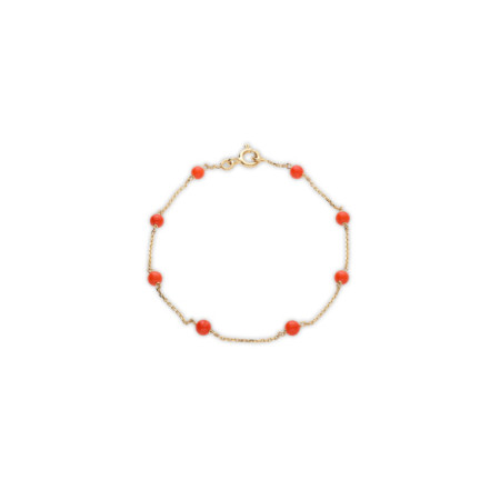 Pulsera Oro Amarillo Y Coral. Género: Mujer. Material: Oro amarillo. Piedras: Coral