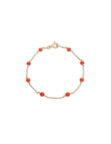 Pulsera Oro Amarillo Y Coral