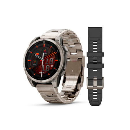 Reloj Garmin fēnix® 8 - 47 mm, AMOLED 010-02904-40. Género: Mujer,Hombre. Material: Acero,Titanio. Tamaño: Más de 46mm. Correa: Titanio. Color esfera: Negro. Estilo: Deportivo,Tecnológico. Movimiento: Cuarzo. Características técnicas: Multifunción