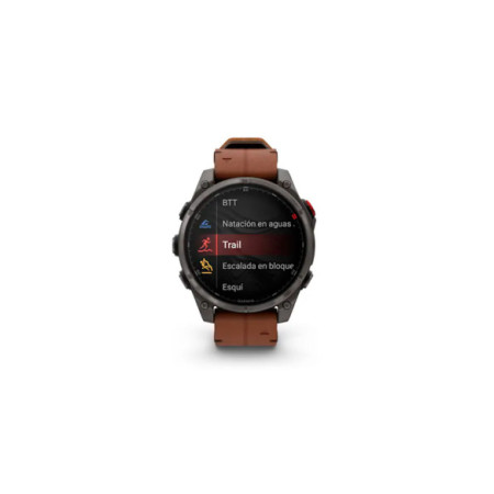 Reloj Garmin fēnix® 8 Pro - 47 mm, AMOLED 010-03198-40. Género: Hombre. Material: Titanio. Tamaño: Más de 46mm. Correa: Piel. Color esfera: Negro. Estilo: Deportivo,Tecnológico. Movimiento: Cuarzo. Características técnicas: Multifunción