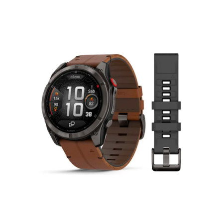 Reloj Garmin fēnix® 8 Pro - 51 mm, AMOLED 010-03199-40. Género: Hombre. Material: Titanio. Tamaño: Más de 46mm. Correa: Piel. Color esfera: Negro. Estilo: Deportivo,Tecnológico. Movimiento: Cuarzo. Características técnicas: Multifunción