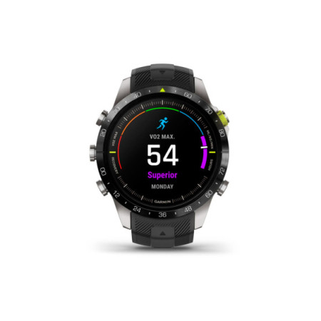 Reloj Garmin MARQ® Athlete (Gen 2) 010-02648-41. Género: Hombre. Material: Titanio. Tamaño: De 43mm a 46mm. Correa: Silicona. Color esfera: Negro. Estilo: Deportivo. Movimiento: Cuarzo. Características técnicas: Multifunción
