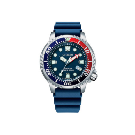 Reloj Citizen Diver's Eco Drive 200 mt BN0168-06L. Género: Hombre. Material: Acero. Tamaño: De 43mm a 46mm. Correa: Caucho. Color esfera: Azul. Estilo: Deportivo. Movimiento: Eco Drive. Características técnicas: Calendario,Reserva de marcha,Hora y segundero