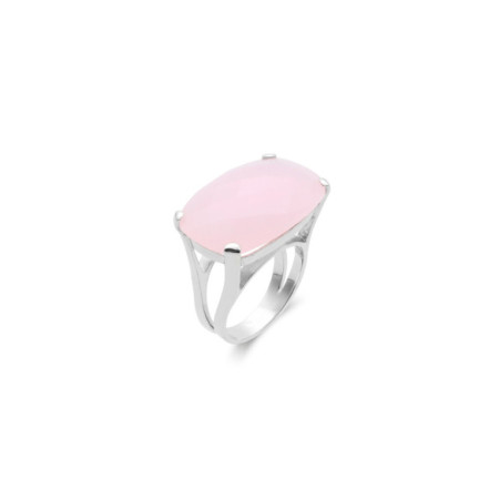 Anillo Oro Blanco Y Cuarzo Rosa. Género: Mujer. Material: Oro blanco. Piedras: Otras gemas