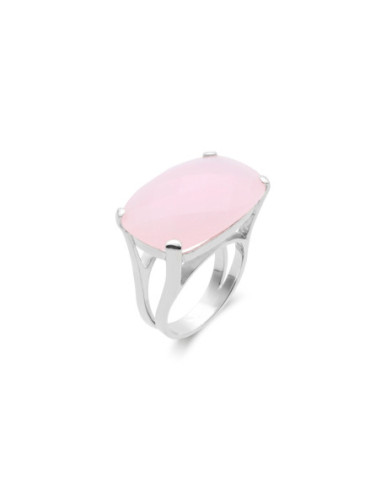 Anillo Oro Blanco Y Cuarzo Rosa