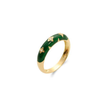 Anillo Oro Amarillo, Diamantes Y Esmalte. Género: Mujer. Material: Oro amarillo. Piedras: Diamantes