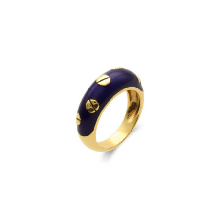 Anillo Oro Amarillo Y Esmalte Azul. Género: Mujer. Material: Oro amarillo. Piedras: Sin gemas