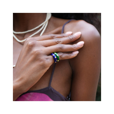Anillo Oro Amarillo Y Esmalte Azul. Género: Mujer. Material: Oro amarillo. Piedras: Sin gemas