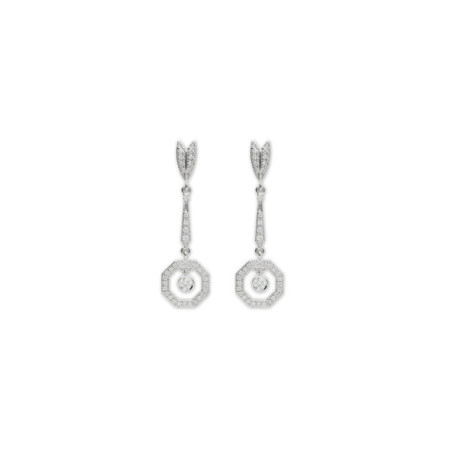 Pendientes Oro Blanco Y Diamantes. Género: Mujer. Material: Oro blanco. Piedras: Diamantes