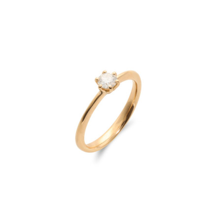Anillo-Solitario Oro Amarillo Y Diamante. Género: Mujer. Material: Oro amarillo. Piedras: Diamantes