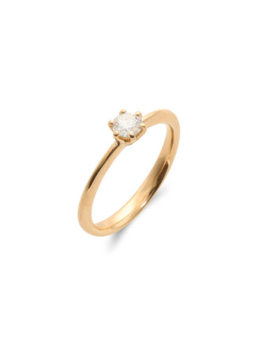 Anillo-Solitario Oro Amarillo Y Diamante