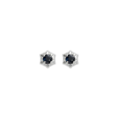 Pendientes Oro Blanco, Zafiro Y Diamantes. Género: Mujer. Material: Oro blanco. Piedras: Diamantes,Zafiros