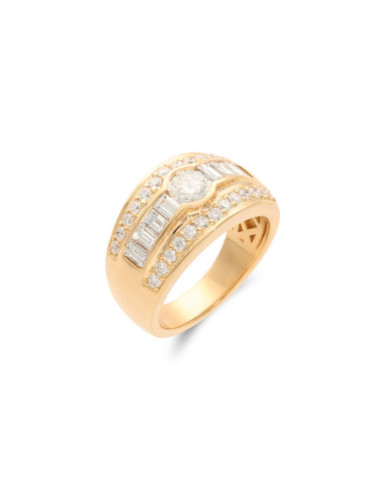 Anillo Oro Amarillo Y Diamantes