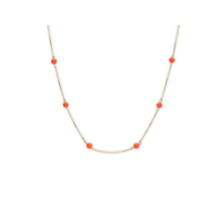 Gargantilla Oro Amarillo Y Coral. Género: Mujer. Material: Oro amarillo. Piedras: Coral