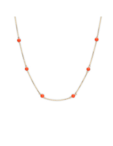 Gargantilla Oro Amarillo Y Coral