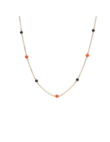 Gargantilla Oro Amarillo, Coral Y Espinela