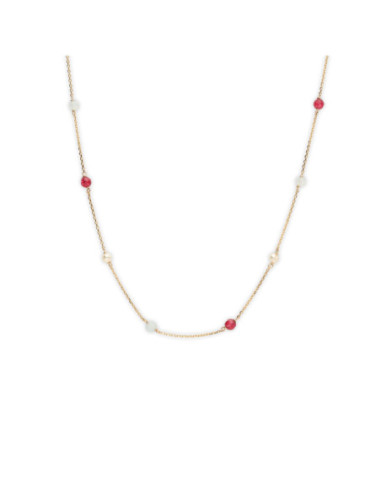 Gargantilla Oro Amarillo, Perla, Aguamarina Y Jade