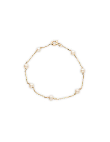 Pulsera Oro Amarillo Y Perlas