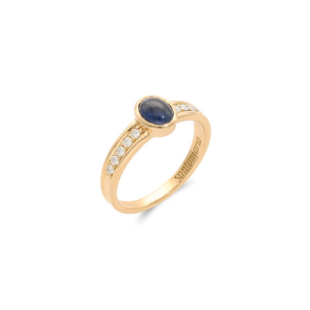 Anillo Oro Amarillo, Zafiro Y Diamantes. Género: Mujer. Material: Oro amarillo. Piedras: Diamantes,Zafiros