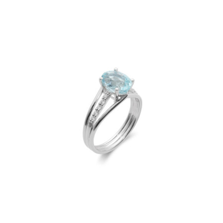 Anillo Oro Blanco, Aguamarina Y Diamantes. Género: Mujer. Material: Oro blanco. Piedras: Diamantes,Aguamarinas