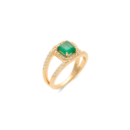 Anillo Oro Amarillo, Esmeralda Y Diamantes. Género: Mujer. Material: Oro amarillo. Piedras: Diamantes,Esmeraldas