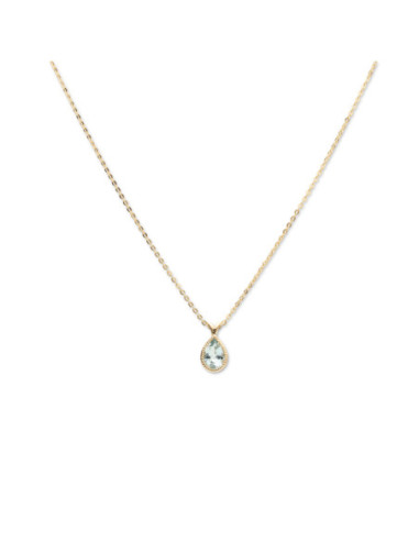Cadena-Colgante Oro Amarillo Y Aguamarina