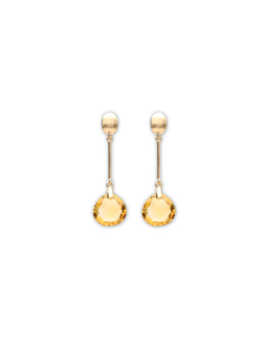Pendientes Oro Amarillo Y Citrino
