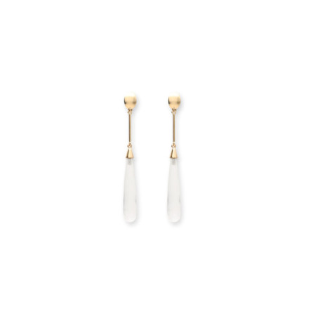 Pendientes Oro Amarillo Y Cristal De Roca. Género: Mujer. Material: Oro amarillo. Piedras: Otras gemas