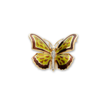 Broche Mariposa Oro Amarillo, Diamantes Y Esmalte. Género: Mujer. Material: Oro amarillo. Piedras: Diamantes