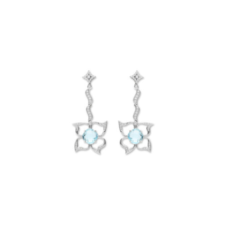 Pendientes Oro Blanco, Topacio Y Diamantes. Género: Mujer. Material: Oro blanco. Piedras: Topacio azul,Diamantes