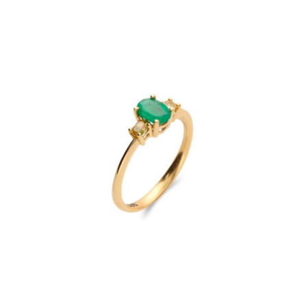 Anillo Oro Amarillo, Esmeralda Y Diamantes. Género: Mujer. Material: Oro amarillo. Piedras: Diamantes,Esmeraldas
