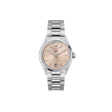 Reloj TAG Heuer Carrera Date WBN231A.BA0001. Género: Mujer. Material: Acero. Tamaño: De 32mm a 38mm. Correa: Acero. Color esfera: Rosa. Estilo: Clásico. Movimiento: Automático. Características técnicas: Reserva de marcha,Hora y segundero,Calendario