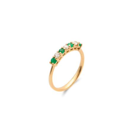 Anillo Oro Amarillo, Esmeraldas Y Diamantes. Género: Mujer. Material: Oro amarillo. Piedras: Diamantes,Esmeraldas