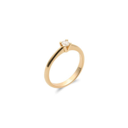 Anillo-Solitario Oro Amarillo Y Diamante. Género: Mujer. Material: Oro amarillo. Piedras: Diamantes
