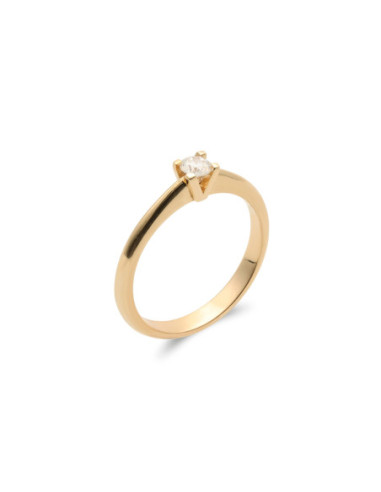 Anillo-Solitario Oro Amarillo Y Diamante