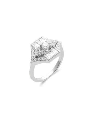Anillo Oro Blanco Y Diamantes