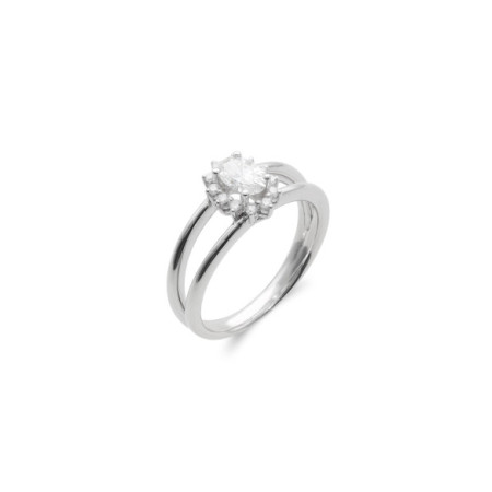 Anillo Oro Blanco Y Diamantes. Género: Mujer. Material: Oro blanco. Piedras: Diamantes