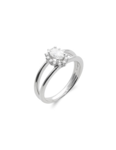 Anillo Oro Blanco Y Diamantes