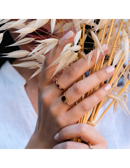 Anillo Oro Amarillo, Rubíes Y Diamantes