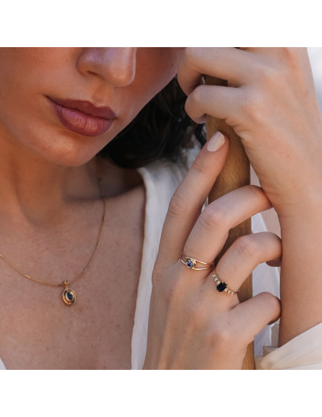 Anillo Oro Amarillo Y Zafiro